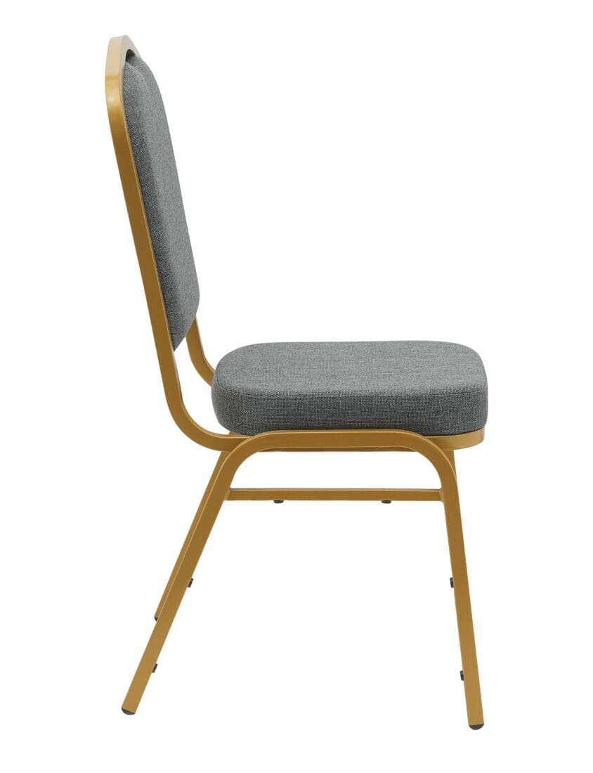 Chivari Charcoal Gray Fabric Gold Frame Crown Back Banquet Chair CQCFGG-ZF-T