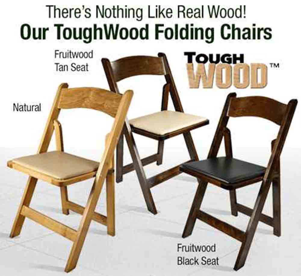 Chivari Fruitwood ToughWood™ Folding Chair with Black Cushion CFWF-BLK-AX-T