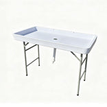47" x 24" (4 Foot ) White Plastic Ice Cooler Table with Steel Frame