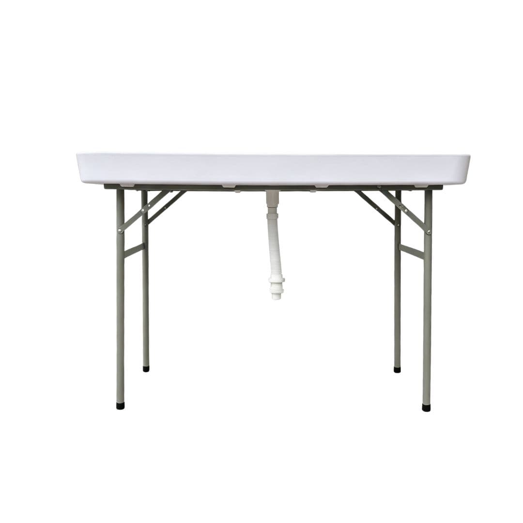 Chivari 47" x 24" (4 Foot ) White Plastic Ice Cooler Table with Steel Frame TPLSIC4724-LF