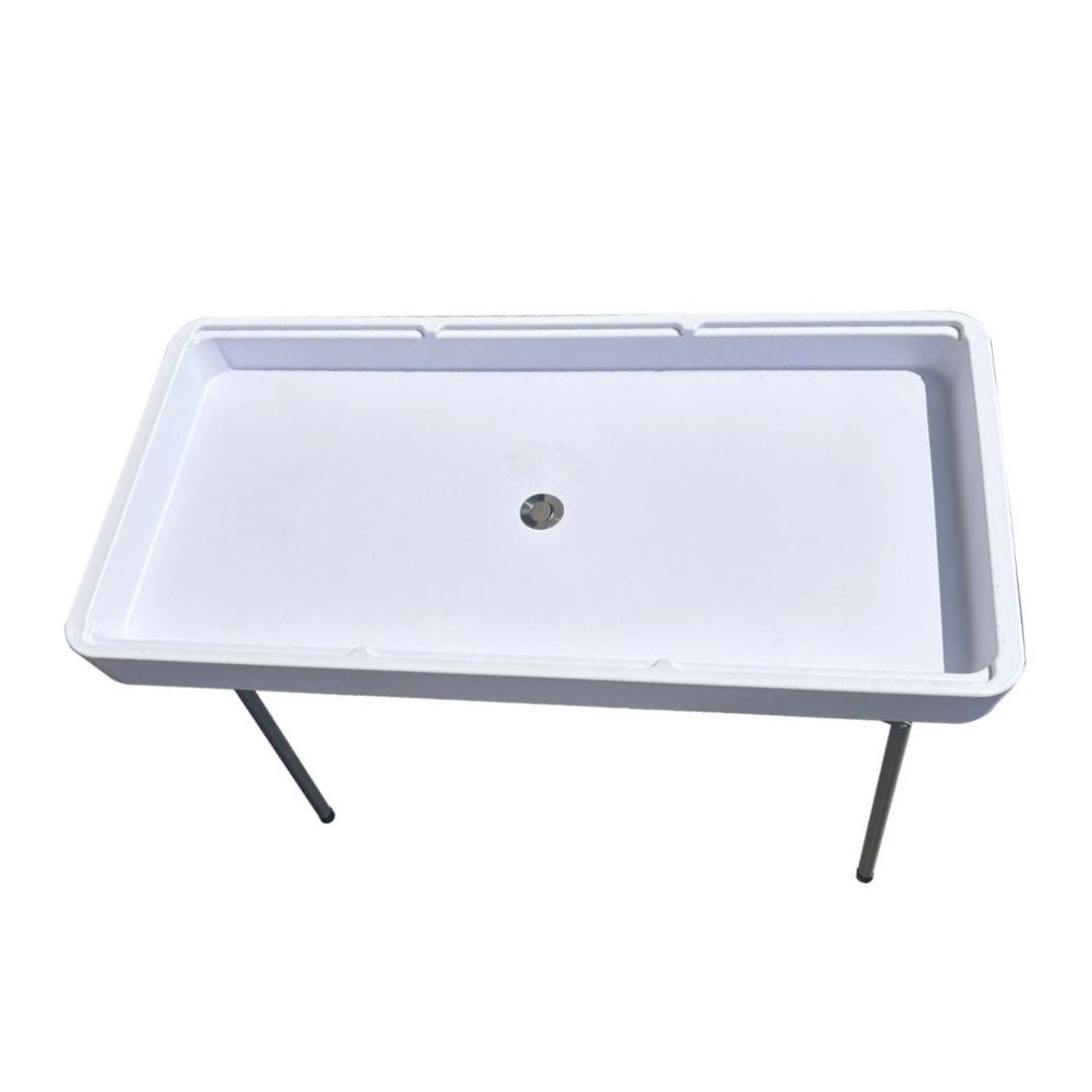 Chivari 47" x 24" (4 Foot ) White Plastic Ice Cooler Table with Steel Frame TPLSIC4724-LF