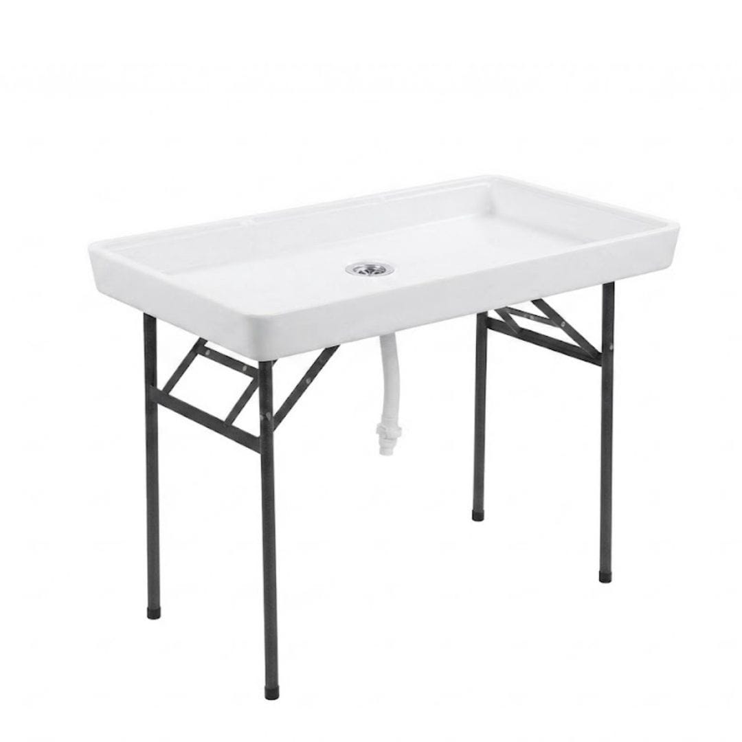 Chivari 47" x 24" (4 Foot ) White Plastic Ice Cooler Table with Steel Frame TPLSIC4724-LF