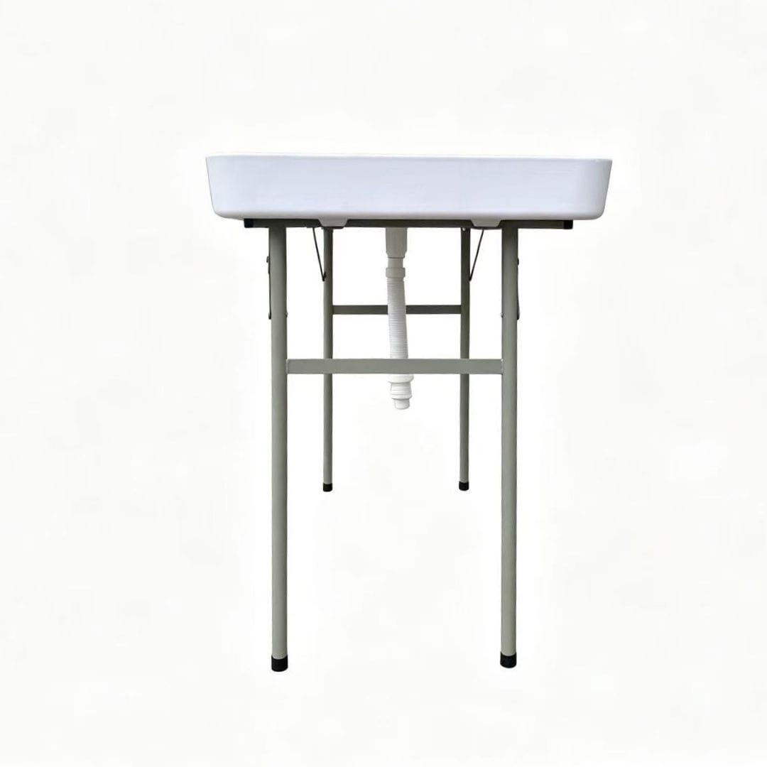 Chivari 47" x 24" (4 Foot ) White Plastic Ice Cooler Table with Steel Frame TPLSIC4724-LF