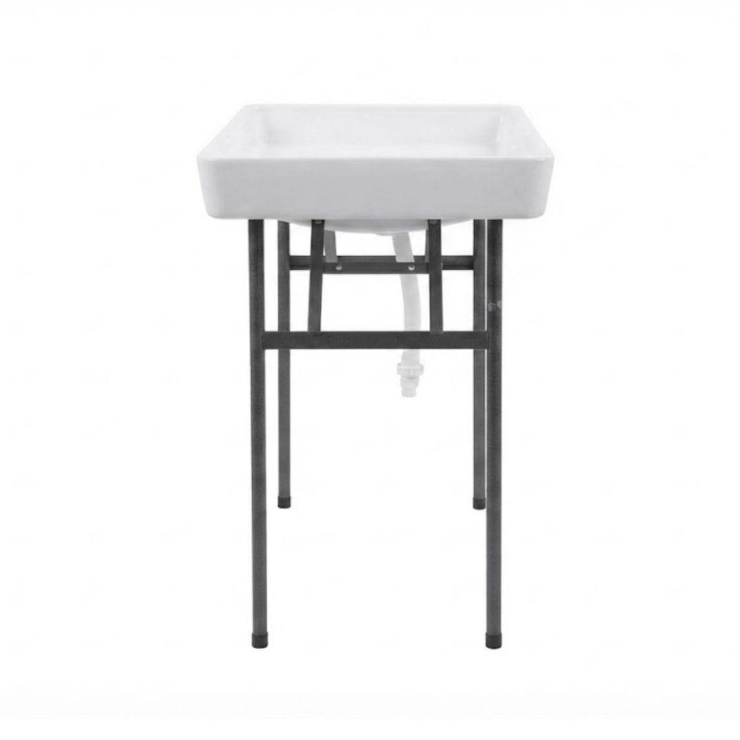 Chivari 47" x 24" (4 Foot ) White Plastic Ice Cooler Table with Steel Frame TPLSIC4724-LF