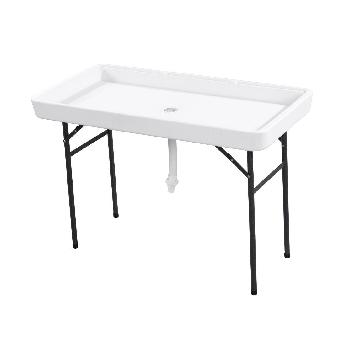 Chivari 47" x 24" (4 Foot ) White Plastic Ice Cooler Table with Steel Frame TPLSIC4724-LF