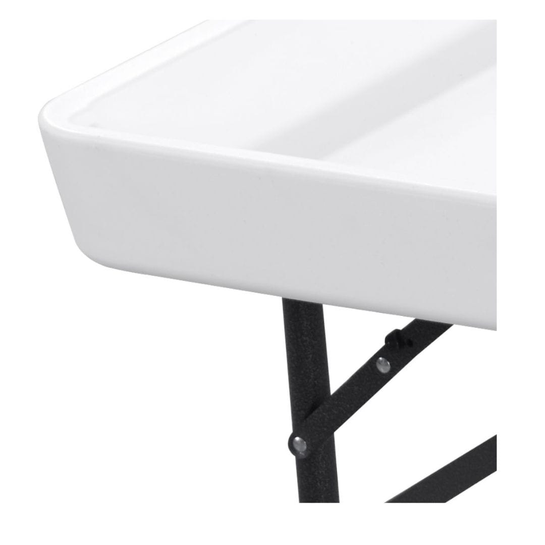Chivari 47" x 24" (4 Foot ) White Plastic Ice Cooler Table with Steel Frame TPLSIC4724-LF