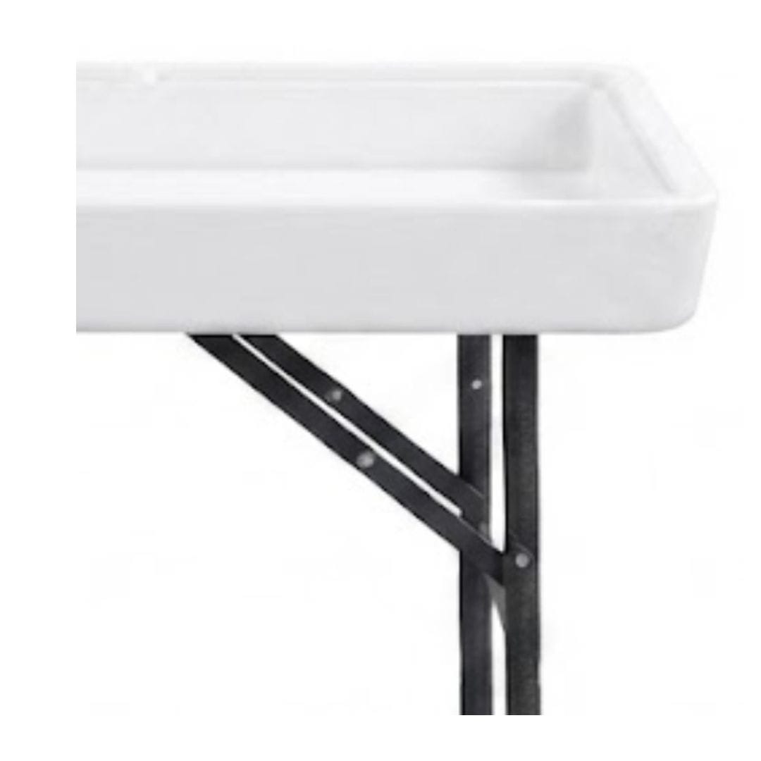 Chivari 47" x 24" (4 Foot ) White Plastic Ice Cooler Table with Steel Frame TPLSIC4724-LF
