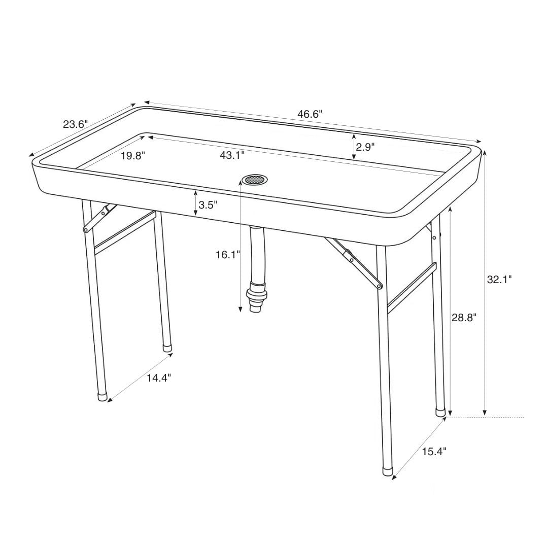 Chivari 47" x 24" (4 Foot ) White Plastic Ice Cooler Table with Steel Frame TPLSIC4724-LF
