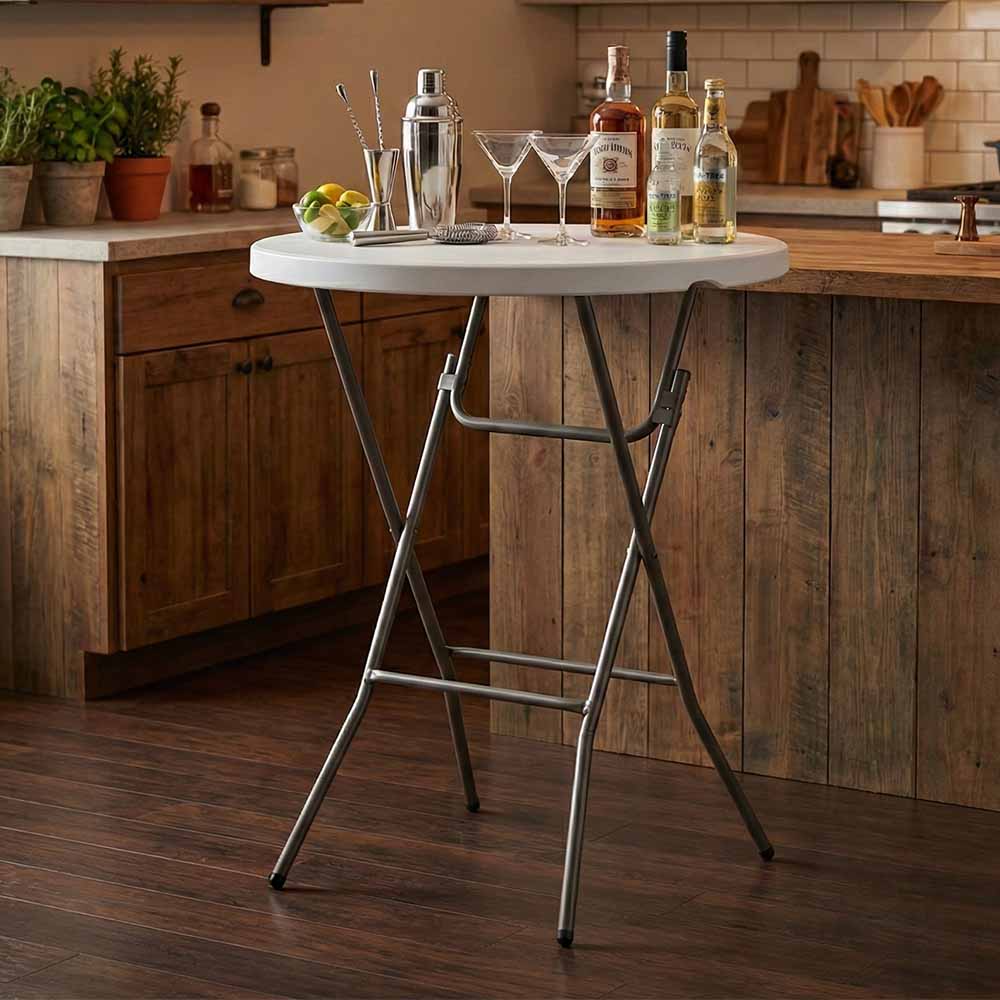 Chivari 32" Round White Plastic Cocktail Table TPLSRD32COCKTAIL-AX1-T