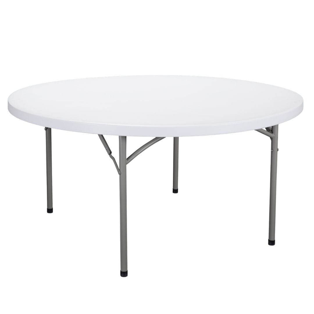 Chivari 72" (6 Foot) White Plastic Round Table Steel Skeleton™ TPLSRD72-LF-T