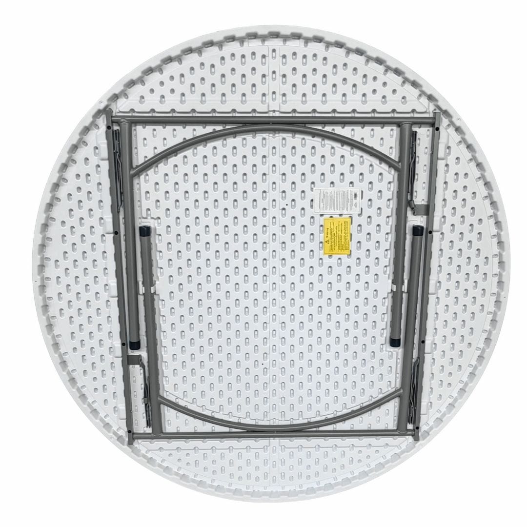 Chivari 60" (5 Foot) Round Heavy Duty Plastic Folding Table with Steel Skeleton TPLSRD60-ST-LFT