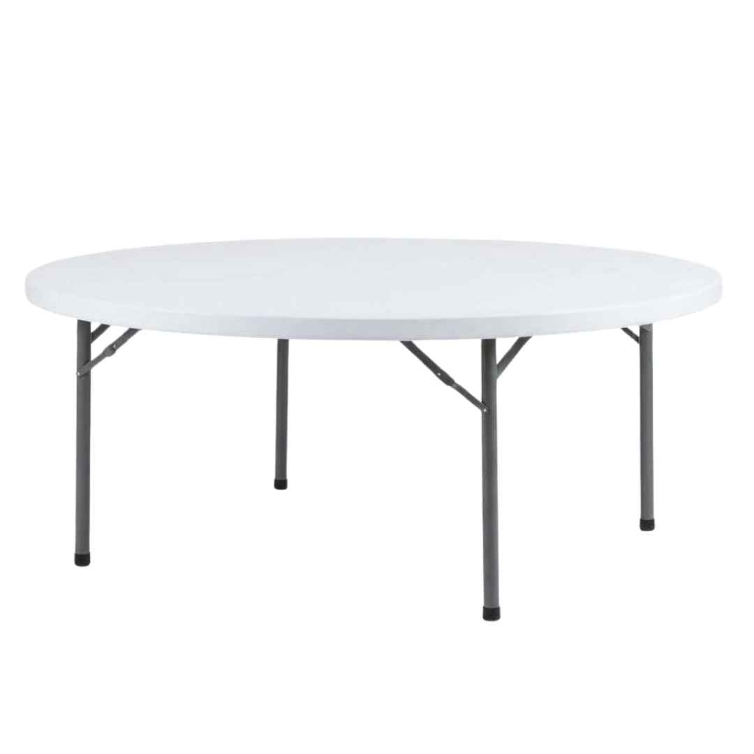 Chivari 72" (6 Foot) White Plastic Round Table Steel Skeleton™ TPLSRD72-LF-T