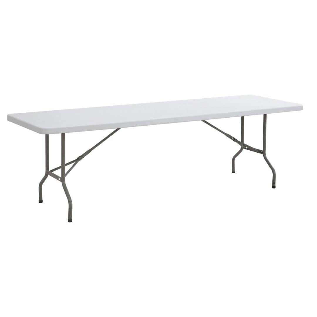 Chivari 96" x 30" (8 Foot) White Rectangle Plastic Table TPLSRT9630-LF-T