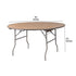 Chivari 60" (5 Foot) Round Heavy Duty Natural Plywood Folding Banquet Table TPLYRD60VG-AX-T