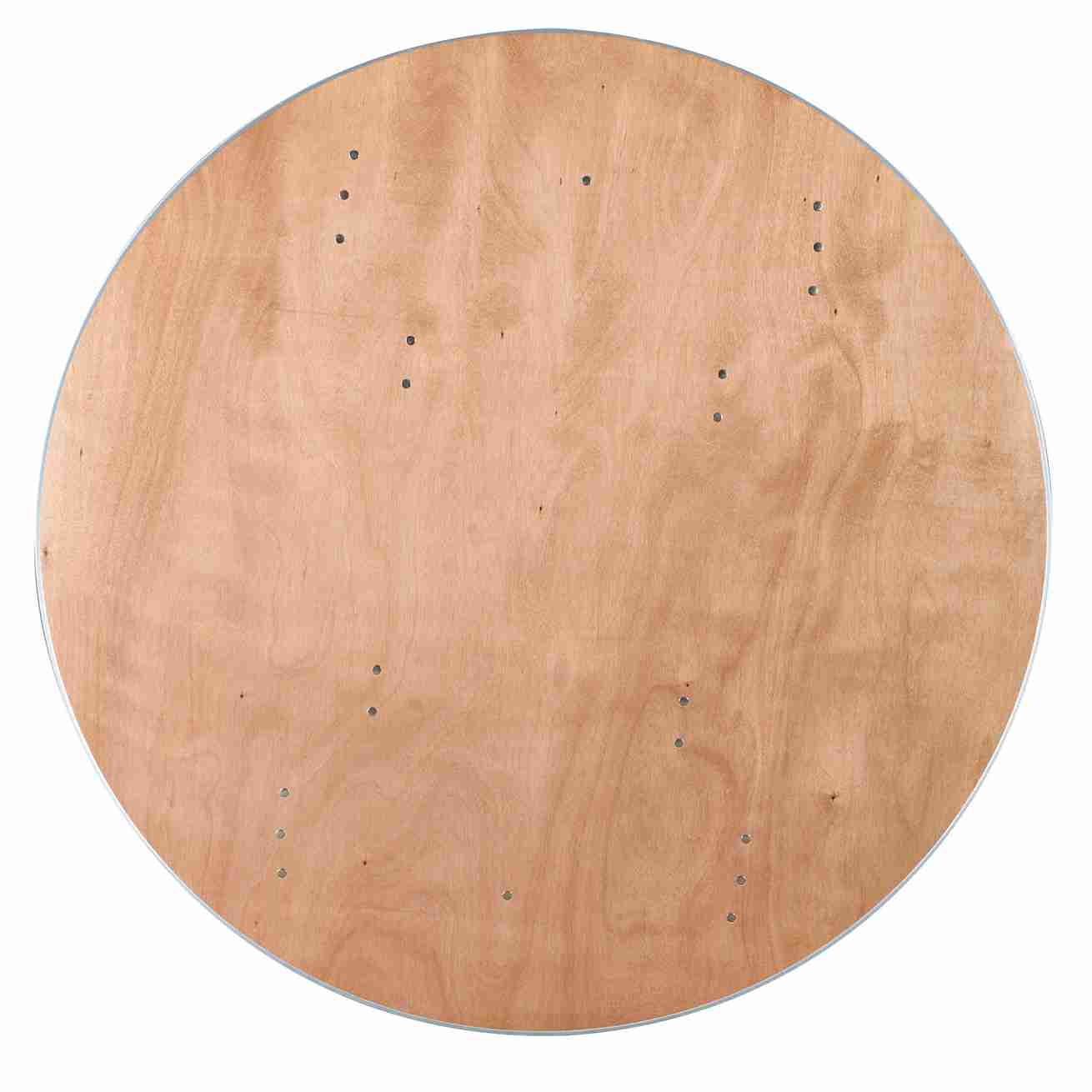 Chivari 60" (5 Foot) Round Heavy Duty Metal Edge Plywood Folding Banquet Table with Warm Gray Legs TPLYRD60MG-AX-T