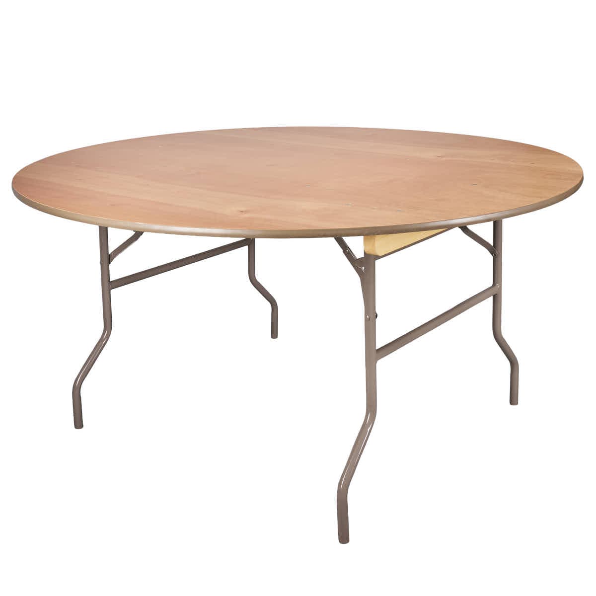 Chivari 60" (5 Foot) Round Heavy Duty Natural Plywood Folding Banquet Table TPLYRD60VG-AX-T