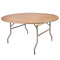 Chivari 60" (5 Foot) Round Heavy Duty Natural Plywood Folding Banquet Table TPLYRD60VG-AX-T