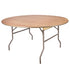Chivari 60" (5 Foot) Round Heavy Duty Natural Plywood Folding Banquet Table TPLYRD60VG-AX-T