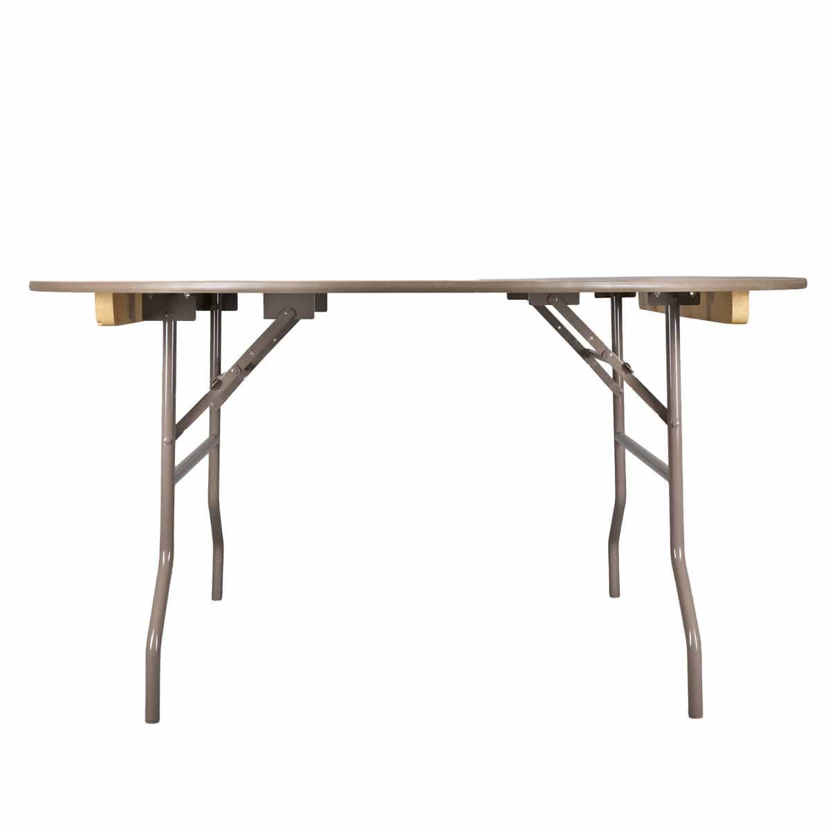 Chivari 60" (5 Foot) Round Heavy Duty Natural Plywood Folding Banquet Table TPLYRD60VG-AX-T
