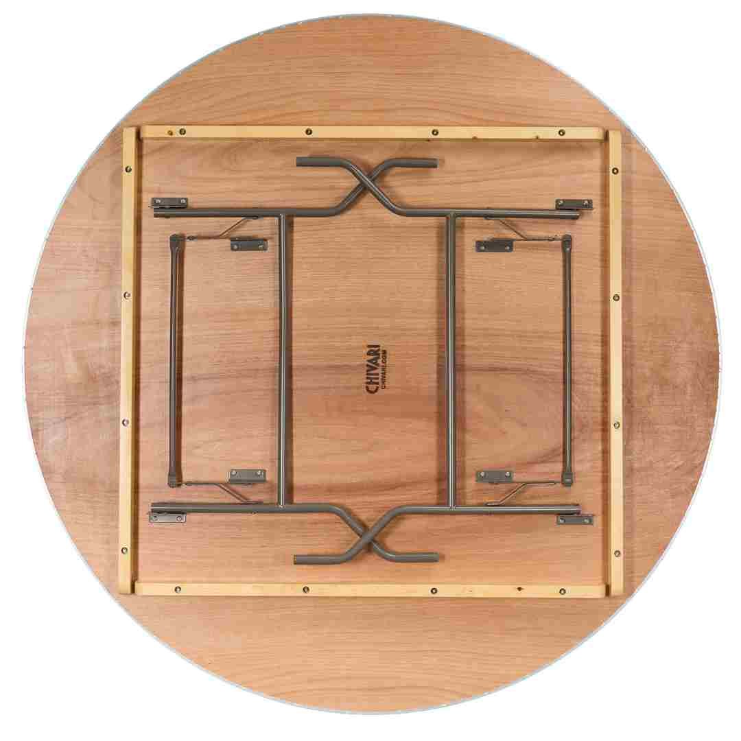 Chivari 72" (6 Foot) Round Heavy Duty Metal Edge Plywood Folding Banquet Table TPLYRD72MG-AX-T