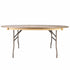 Chivari 72" (6 Foot) Round Heavy Duty Natural Plywood Folding Banquet Table TPLYRD72VG-AX-T