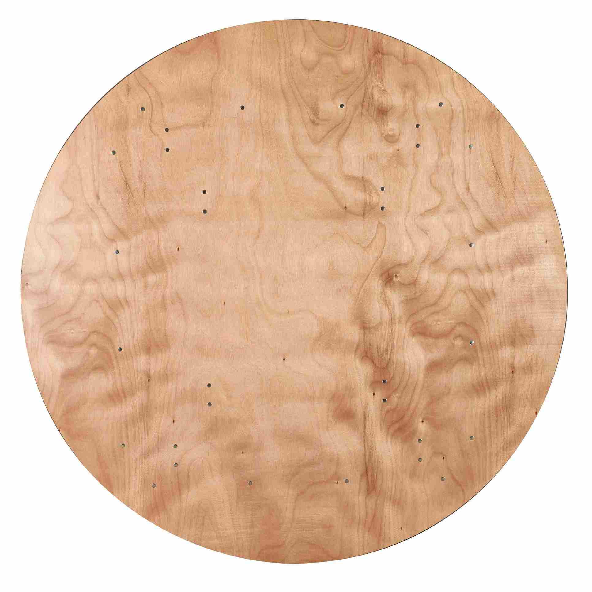 Chivari 72" (6 Foot) Round Heavy Duty Natural Plywood Folding Banquet Table TPLYRD72VG-AX-T