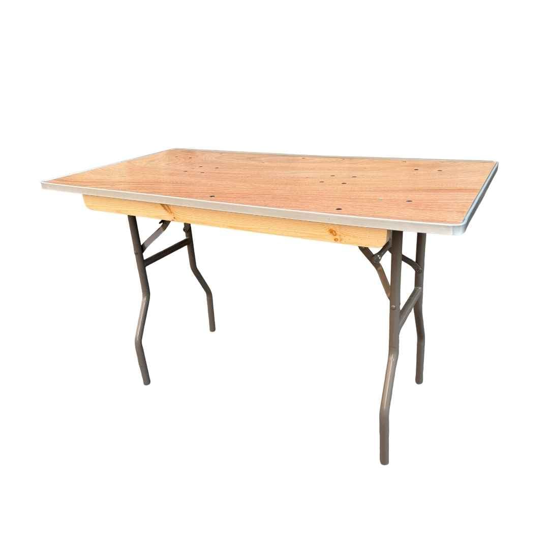 Chivari 48" x 24" 4 Foot Rectangle Heavy Duty Plywood Folding Table TPLYRT4824MG-AX-T