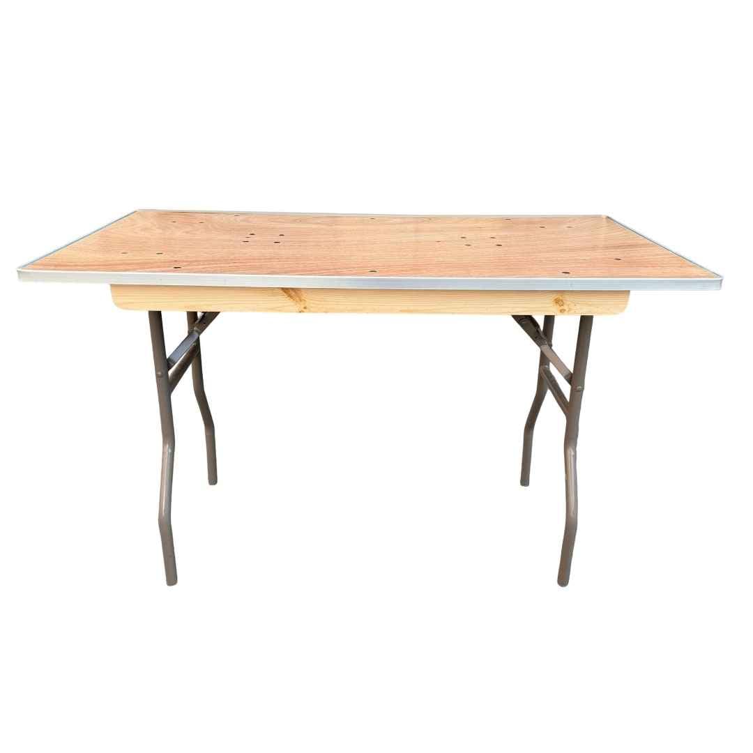Chivari 48" x 24" 4 Foot Rectangle Heavy Duty Plywood Folding Table TPLYRT4824MG-AX-T