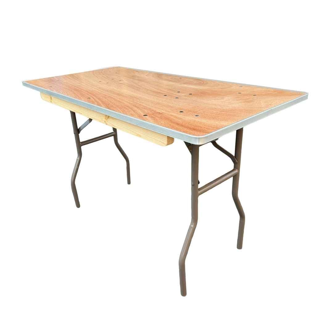Chivari 48" x 24" 4 Foot Rectangle Heavy Duty Plywood Folding Table TPLYRT4824MG-AX-T