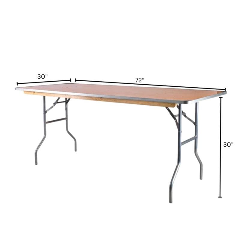 Chivari 72" x 30" (6 Foot) Rectangle Plywood Folding Table TPLYRT7230MG-AX-T