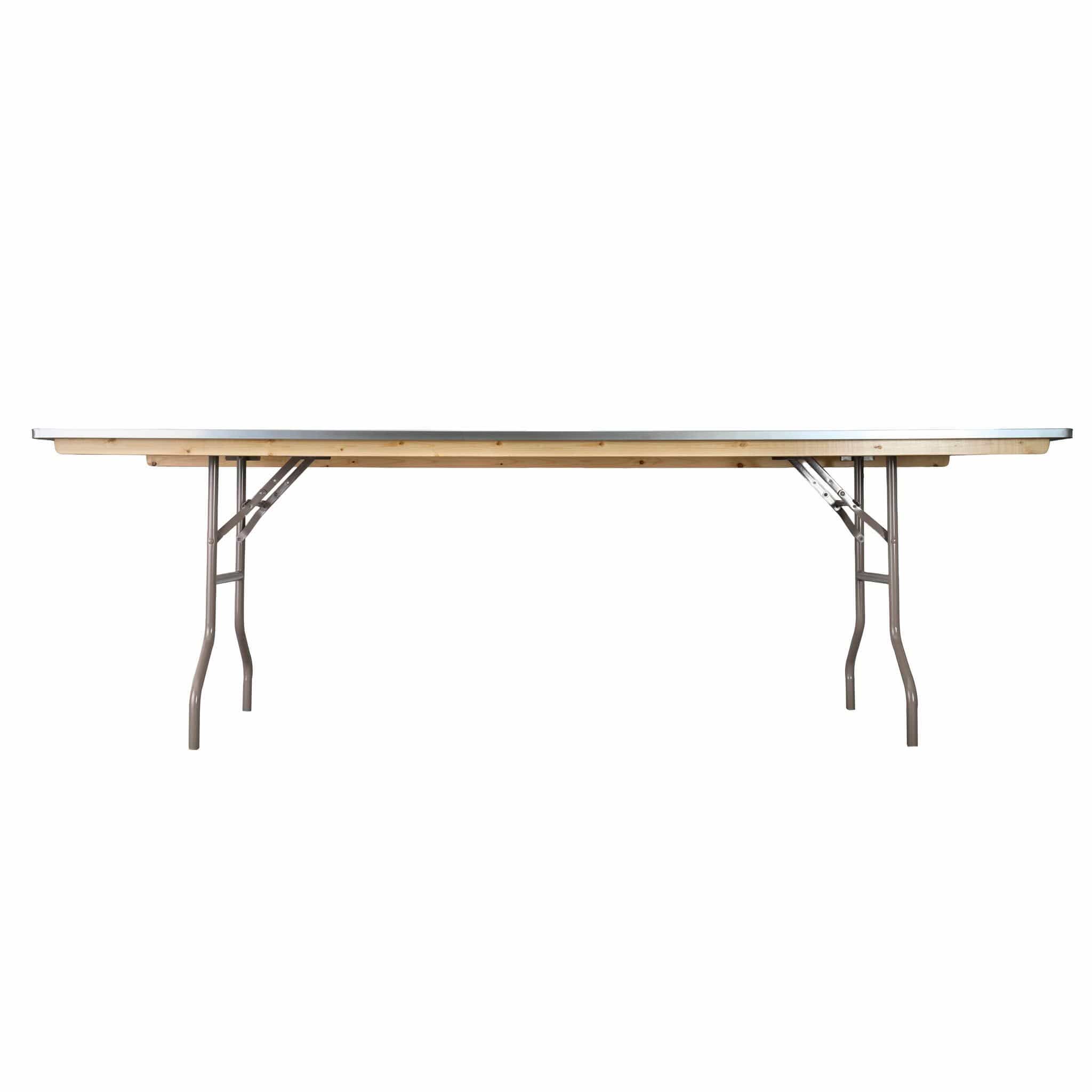 Chivari 96" x 30" (8 Foot) Rectangle Heavy Duty Natural Plywood Folding Banquet Table TPLYRT9630MG-AX-T