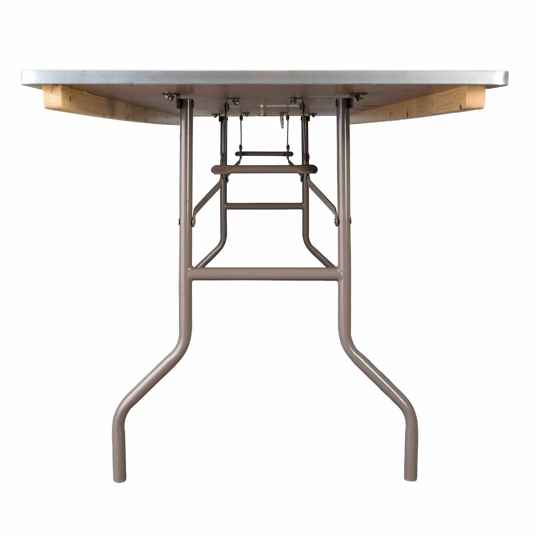Chivari 96" x 30" (8 Foot) Rectangle Heavy Duty Natural Plywood Folding Banquet Table TPLYRT9630MG-AX-T
