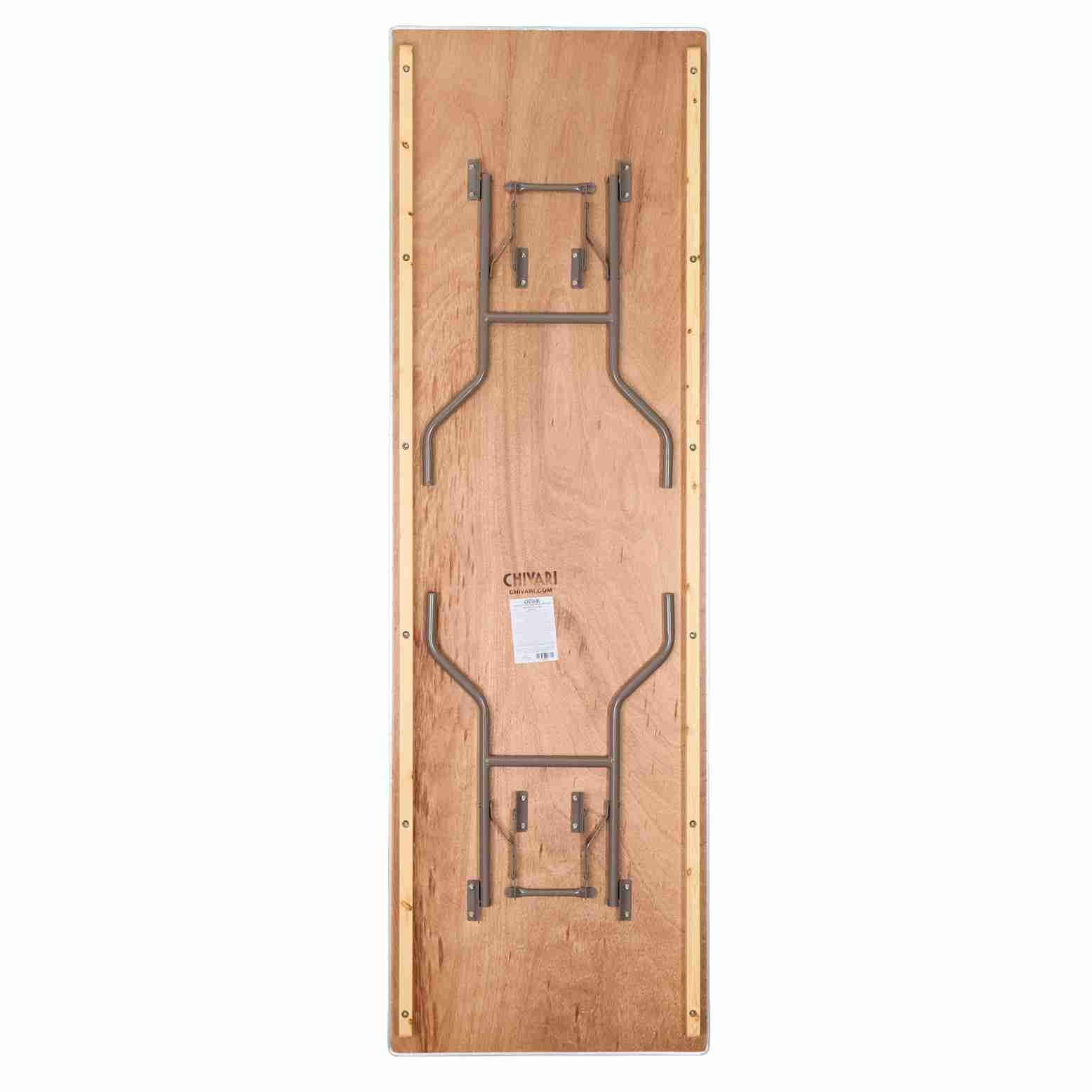 Chivari 96" x 30" (8 Foot) Rectangle Heavy Duty Natural Plywood Folding Banquet Table TPLYRT9630MG-AX-T
