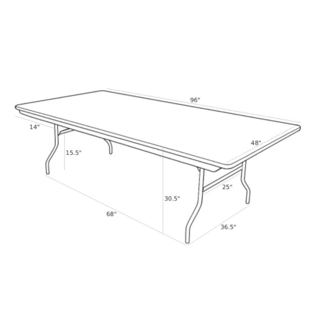 Chivari 96" x 48" (8 Foot) Rectangle Plywood Folding Table TPLYRT9648MG-AX-T