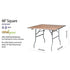 Chivari Natural Square 48" x 48" (4') Heavy Duty Plywood Folding Table with Warm Gray Legs TPLYSQ48MG-AX-T