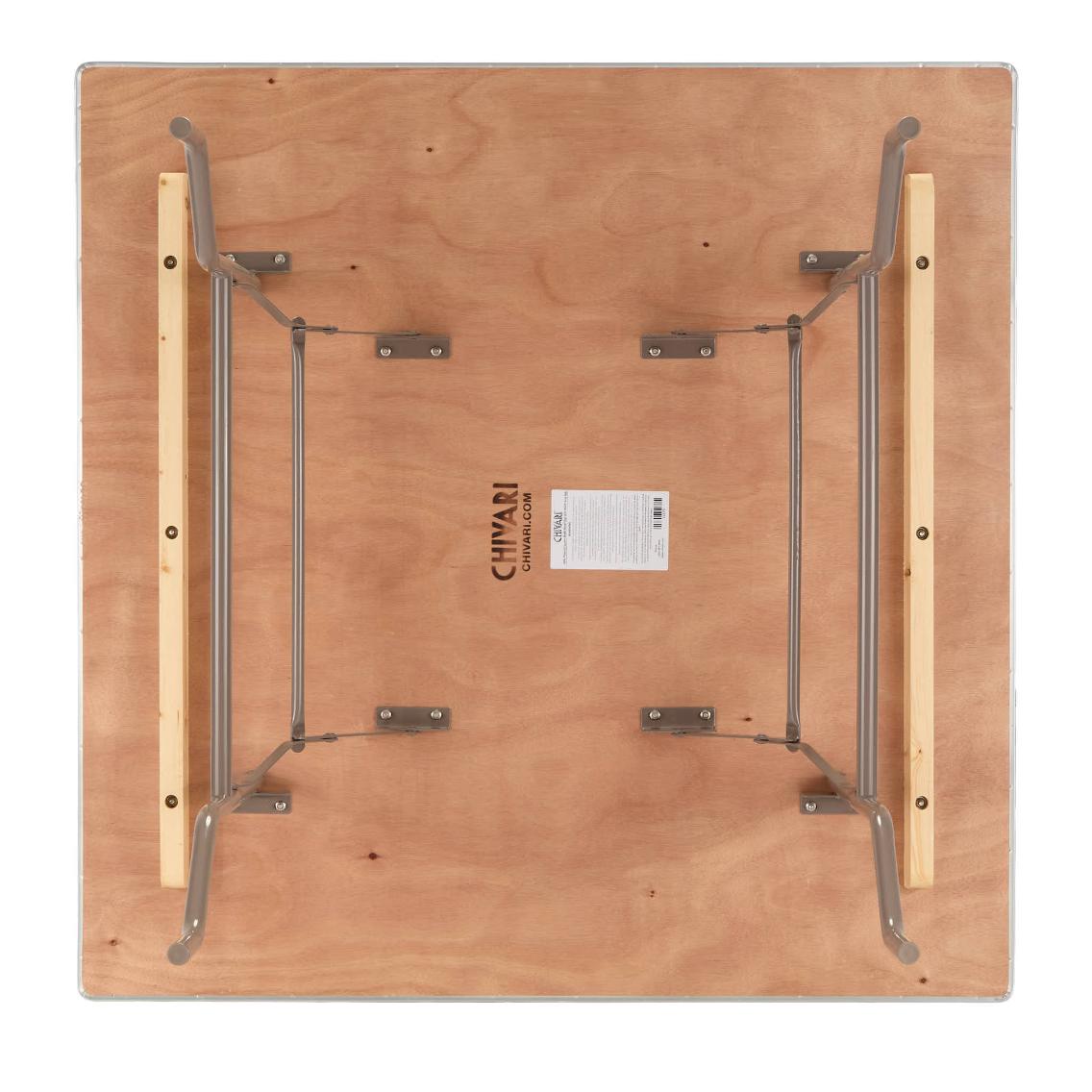 Chivari Natural Square 48" x 48" (4') Heavy Duty Plywood Folding Table with Warm Gray Legs TPLYSQ48MG-AX-T