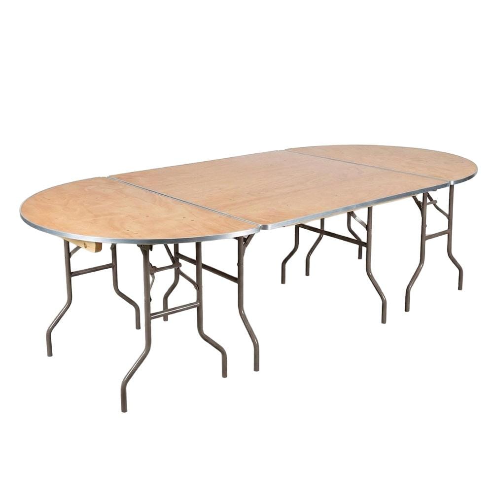 Chivari One Square 60" Plywood Table with 2 Half Round 60" Tables Metal Edge TPLYSQ60RD60MG-KIT-AX
