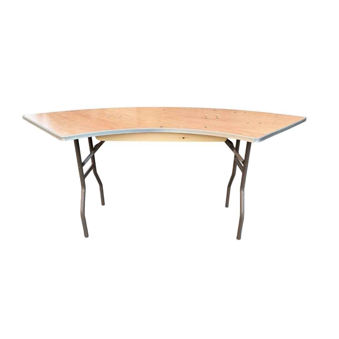 Chivari 68" x 24" (6 Foot) Serpentine Plywood Folding Table with Metal Edge TPLYSRP68MG-AX-T