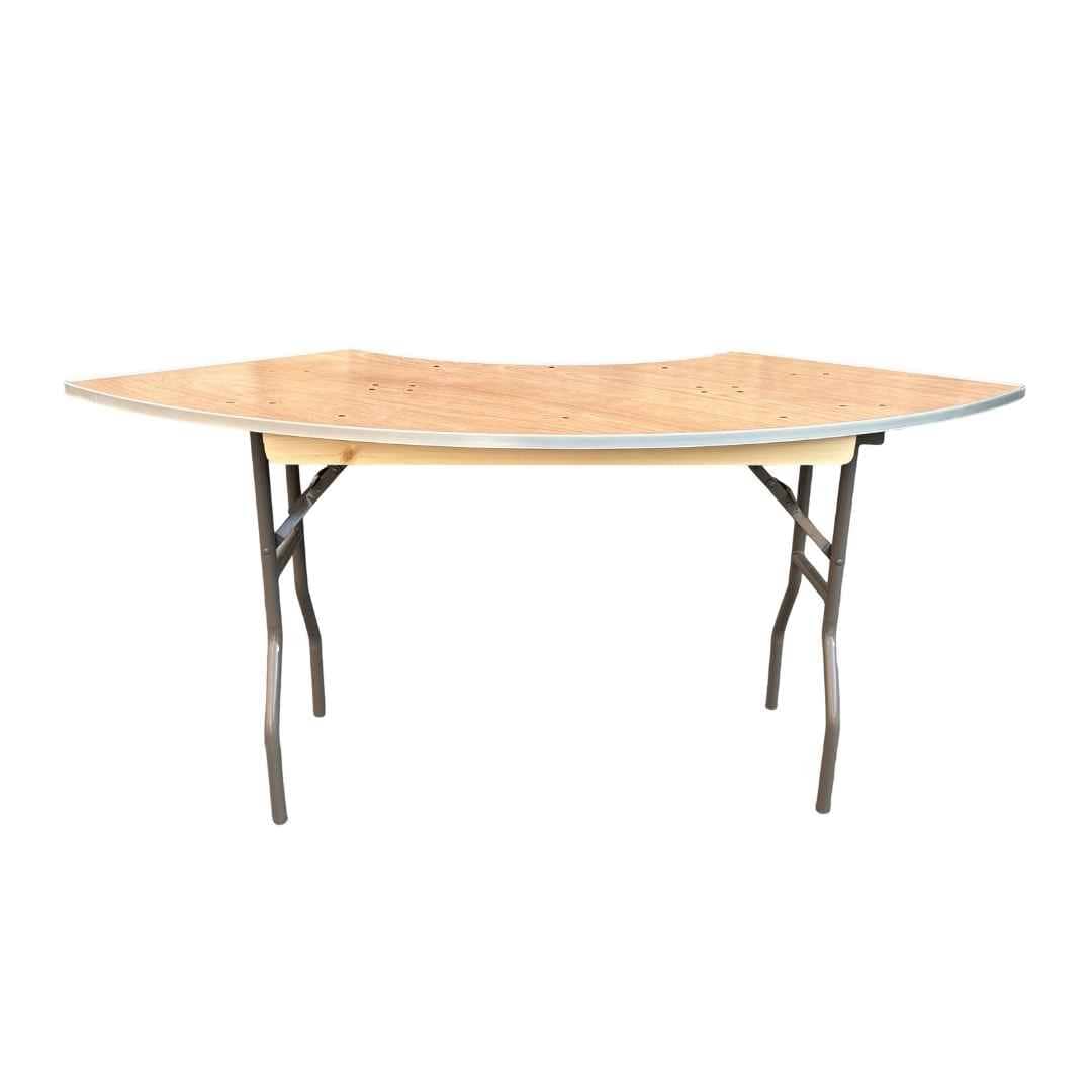Chivari 68" x 24" (6 Foot) Serpentine Plywood Folding Table with Metal Edge TPLYSRP68MG-AX-T