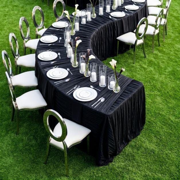 Chivari 84" x 30" (7 Foot) Serpentine Plywood Steel Skeleton Folding Table TPLYSRP84MG-ST-AX