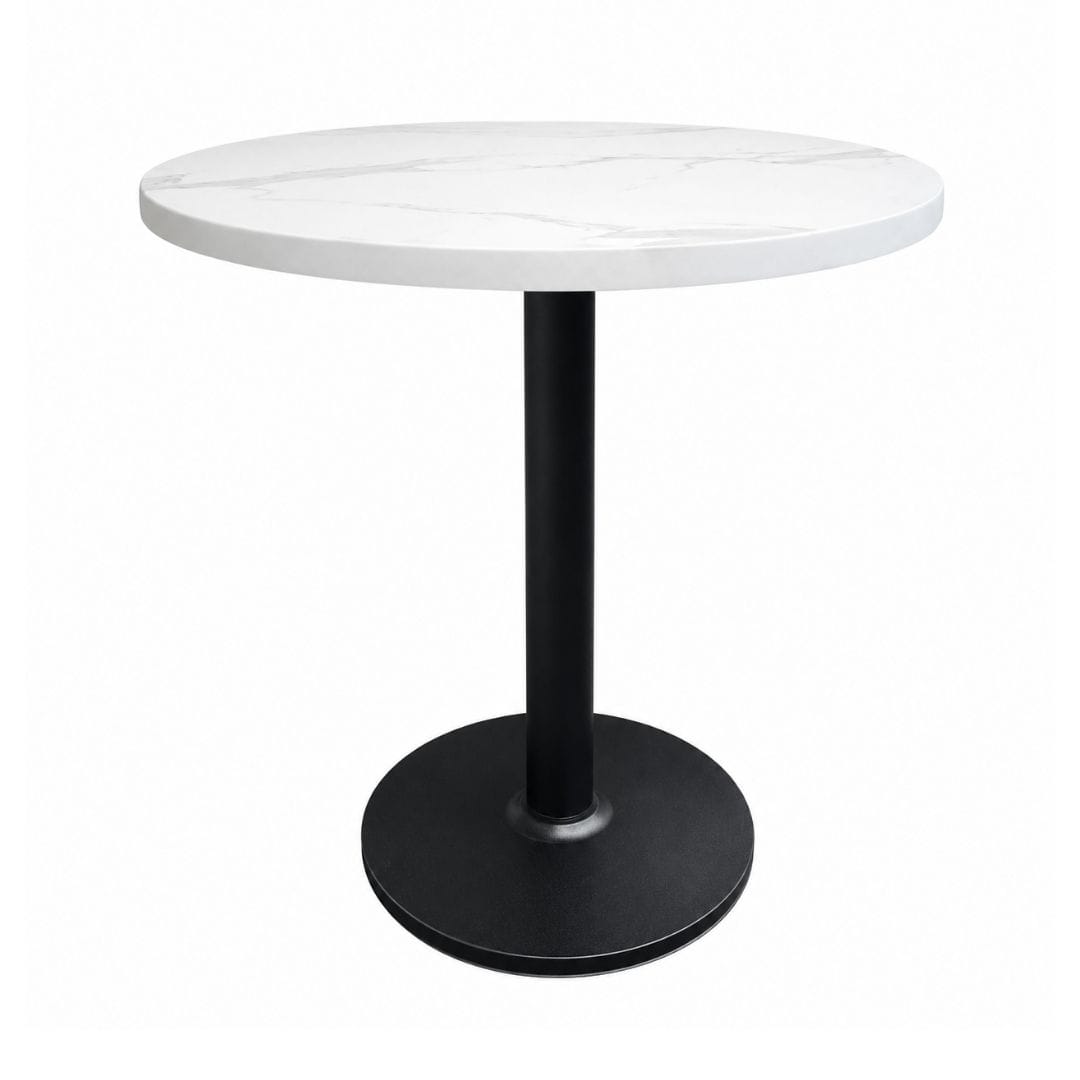 Chivari 30" Round Resin Top Restaurant Table with Black Round Base TRTRD30R-1-KT2