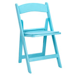 Turquoise Blue with Matching Seat Resin Steel Skeleton Folding Chair