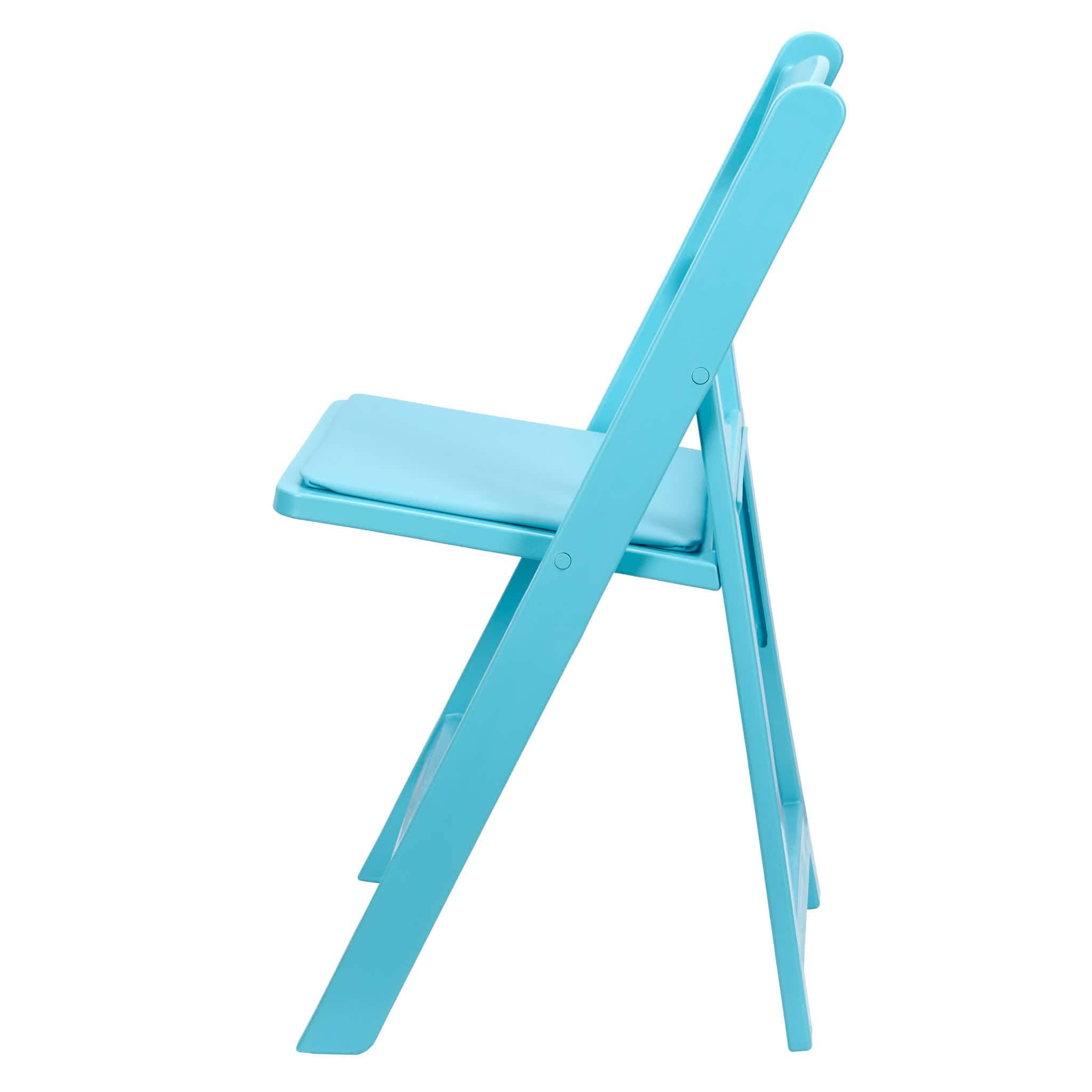 Chivari Turquoise Blue with Matching Seat Resin Steel Skeleton Folding Chair CFRTB-ST-A