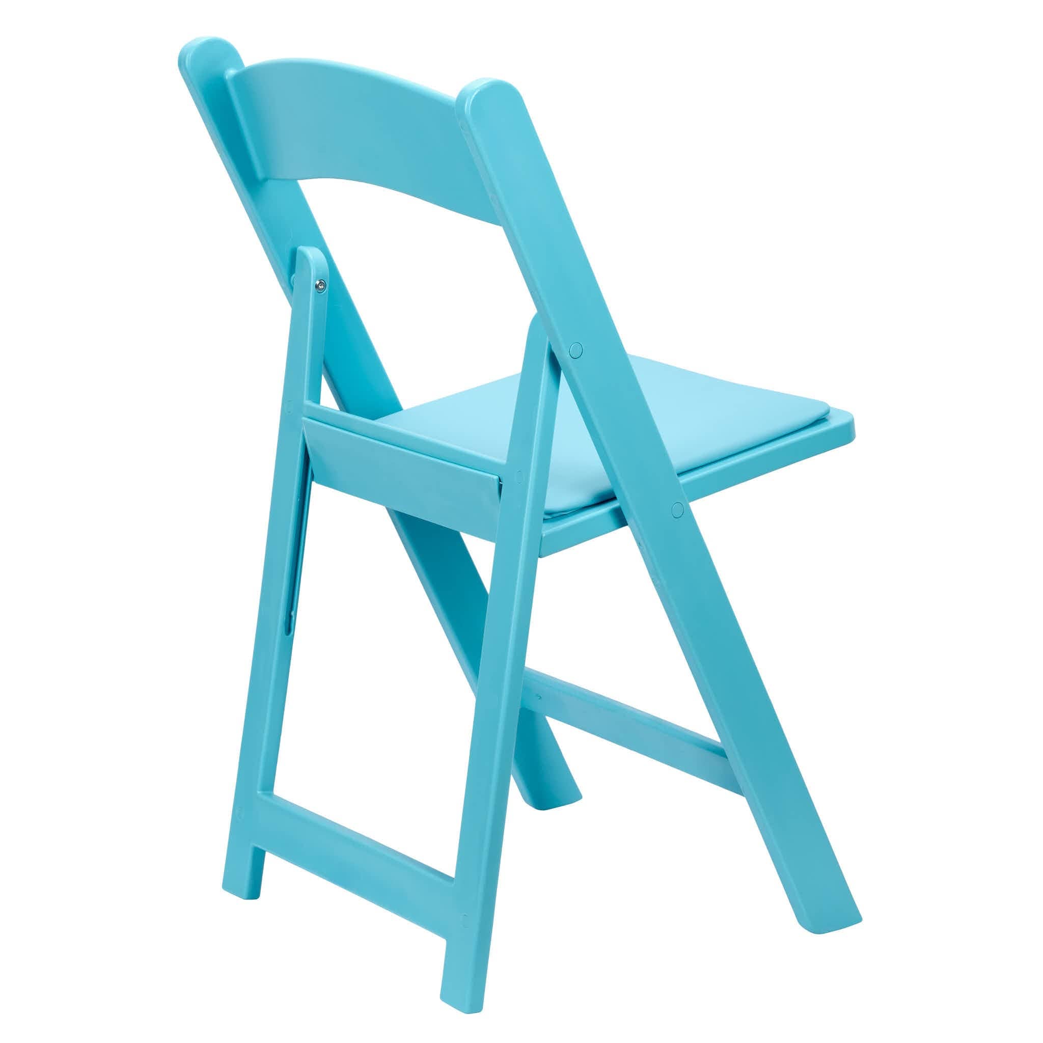 Chivari Turquoise Blue with Matching Seat Resin Steel Skeleton Folding Chair CFRTB-ST-A