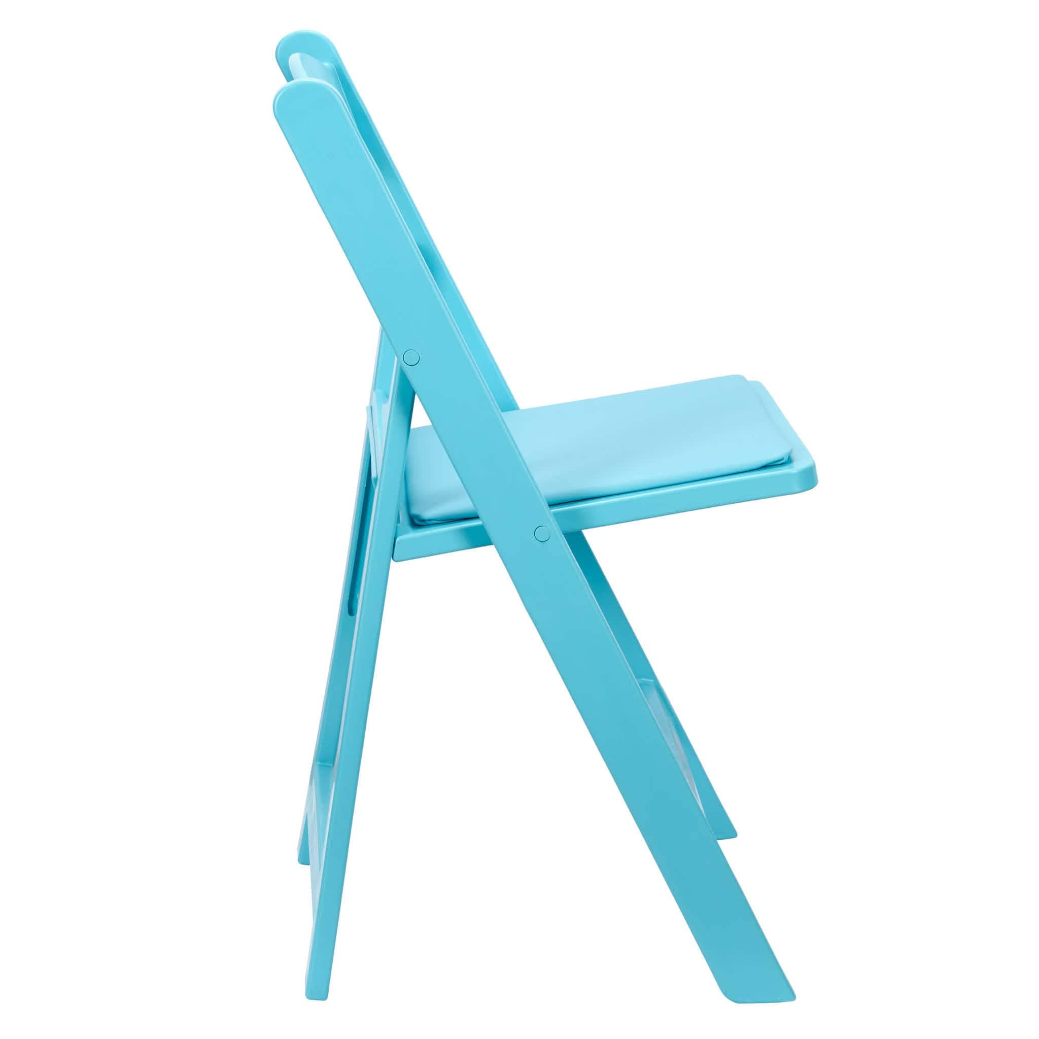 Chivari Turquoise Blue with Matching Seat Resin Steel Skeleton Folding Chair CFRTB-ST-A