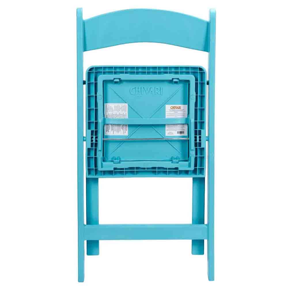 Chivari Turquoise Blue with Matching Seat Resin Steel Skeleton Folding Chair CFRTB-ST-A