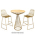 Chivari Gold Wire Cocktail Table with Natural Oak 32" Top and Elegant Gold Steel Base TWR32GLD-WD-KT
