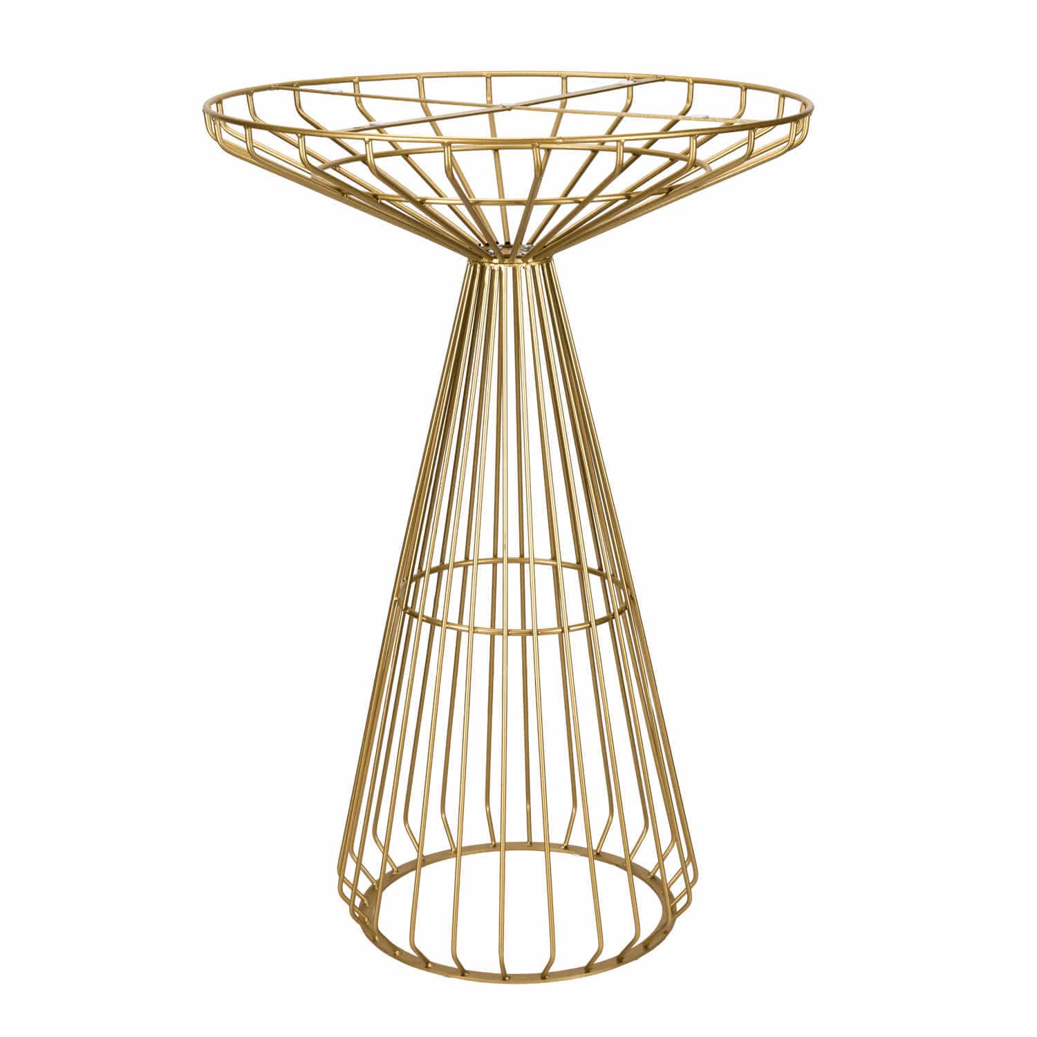 Chivari Gold Wire Cocktail Table with 32" Round White Top and Durable Gold Steel Frame TWR32GLD-WHT-KT