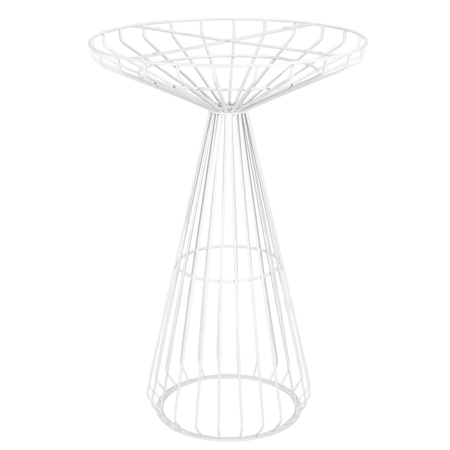 Chivari White Wire Cocktail Table with 32" Round Gold Top and Strong White Steel Base TWR32WHT-GLD-KT
