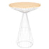Chivari White Wire Cocktail Table with 32" Natural Oak Top and Sturdy White Steel Base TWR32WHT-WD-KT